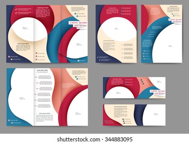 Set of colored abstract brochure template with abstract lines and waves for your business