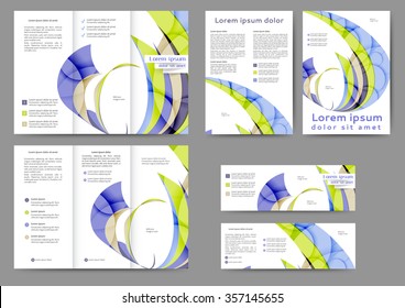 Set of colored abstract brochure template with abstract lines and waves for your business