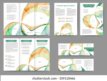 Set of colored abstract brochure template with abstract lines and waves for your business
