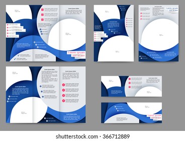 Set of colored abstract brochure template with abstract lines and waves for your business
