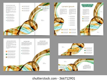 Set of colored abstract brochure template with abstract lines and waves for your business