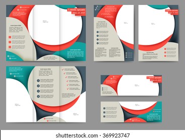 Set of colored abstract brochure template with abstract lines and waves for your business