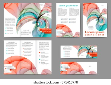 Set of colored abstract brochure template with abstract lines and waves 