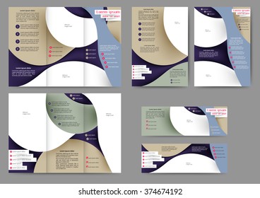 Set of colored abstract brochure template with abstract lines and waves 