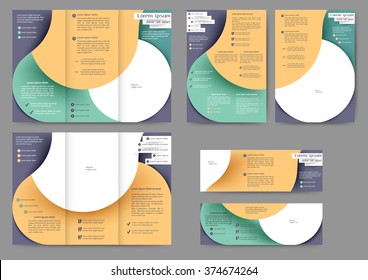 Set of colored abstract brochure template with abstract lines and waves 