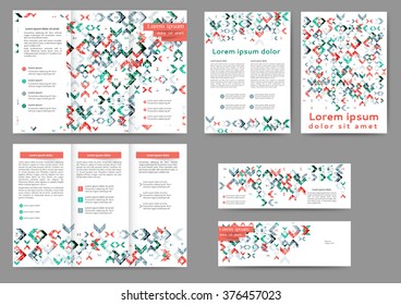 Set of colored abstract brochure template with geometric elements 