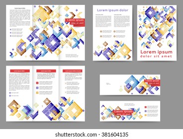 Set of colored abstract brochure template with geometric elements for your business
