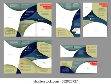 Set of colored abstract brochure template with abstract lines and waves for your business