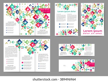 Set of colored abstract brochure template with geometric elements for your business