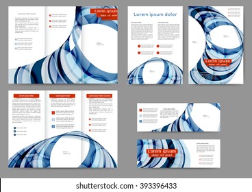 Set of colored abstract brochure template with abstract lines and waves