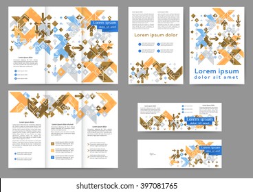 Set of colored abstract brochure template with geometric elements for your business