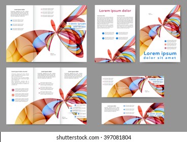 Set of colored abstract brochure template with abstract lines and waves for your business