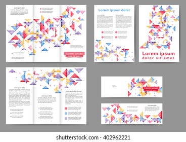 Set of colored abstract brochure template with geometric elements for your business