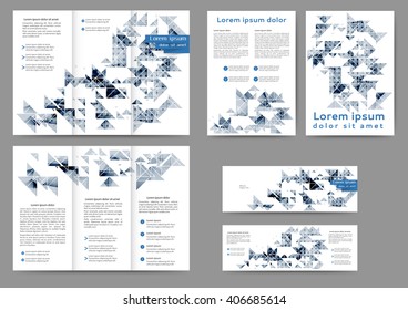 Set of colored abstract brochure template with geometric elements for your business