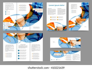 Set of colored abstract brochure template with abstract lines and waves for your business