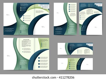 Set of colored abstract brochure template with abstract lines and waves for your business