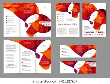 Set of colored abstract brochure template with abstract lines and waves for your business
