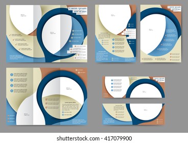 Set of colored abstract brochure template with abstract lines and waves for your business