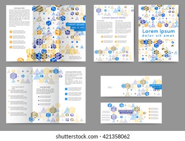 Set of colored abstract brochure template with geometric elements for your business