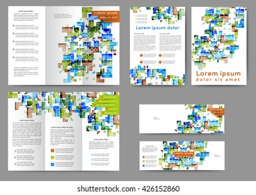 Set of colored abstract brochure template with geometric elements for your business