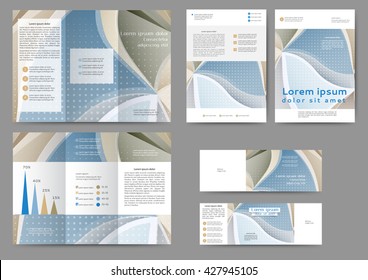 Set of colored abstract brochure template with abstract lines and waves for your business