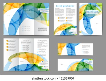 Set of colored abstract brochure template with abstract lines and waves for your business