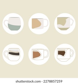 Set of colored abstract coffee cup icons Vector