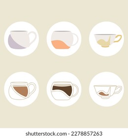Set of colored abstract coffee cup icons Vector