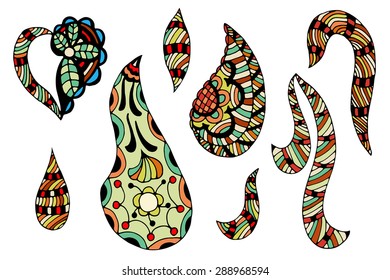 Set of  Colored Abstract elements. Vector illustration. Isolated on white