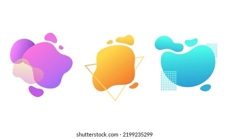 set of colored abstract, modern and sleek vector elements with light gradient color. 