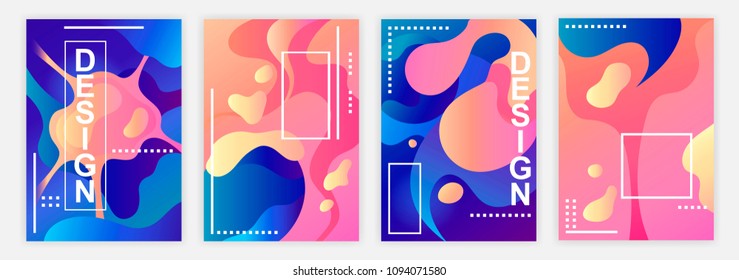 set of colored abstract posters.  template. vector illustration. design