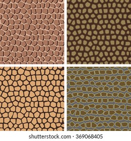 Set of colored abstract seamless backgrounds, imitating the structure of the skin