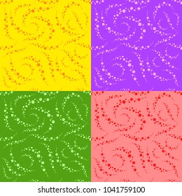 Set of colored abstract seamless patterns. Simple flat vector illustration.
