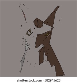 A set of colored abstract vector patterns: Fantasy around cats.