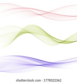 Set of colored abstract vector waves. background picture