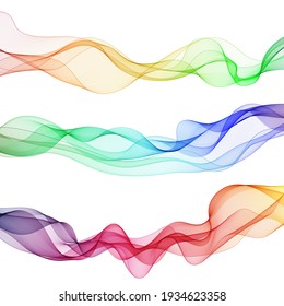 Set of colored abstract vector waves. background picture