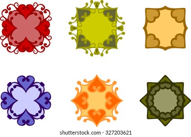 Set of colored abstract vintage frames