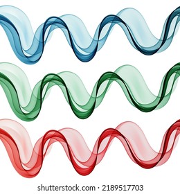 Conjunto de ondas abstractas de color. Azul, verde, rojo. Plantilla para la creación de instancias.