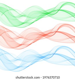 Set of colored abstract waves. Vector design element