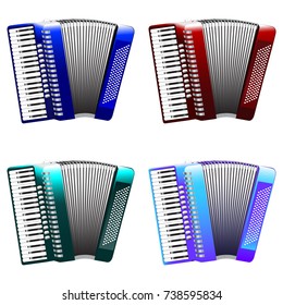 Set of colored accordion icons isolated on white background