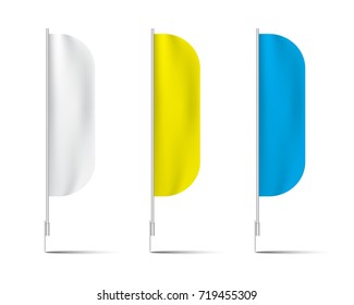 set of colored advertsing flags with ground spike 