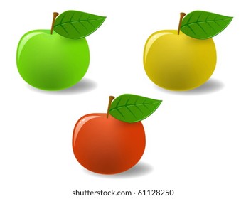 Set colored apples with leaf