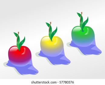Set of colored apples  vector illustration