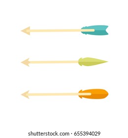 Set of colored arrows for the bow. Hipster ethnic vector elements