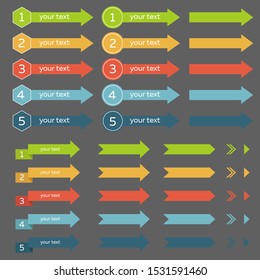 set of colored arrows of different shapes for infographics