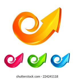 Set of colored arrows spirals. Vector illustration