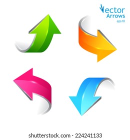 Set of colored arrows. Stickers pointers. Vector illustration