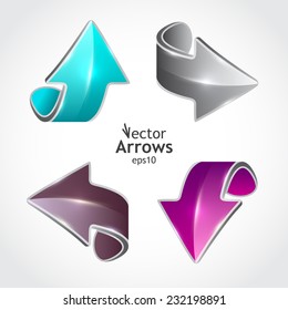 Set of colored arrows. Stickers pointers. Vector illustration
