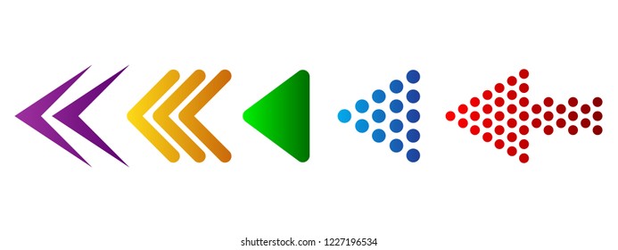 Set of colored arrows. Vector illustration. Arrows collection isolated on white background.