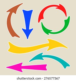 A set of colored arrows. Vector illustration.